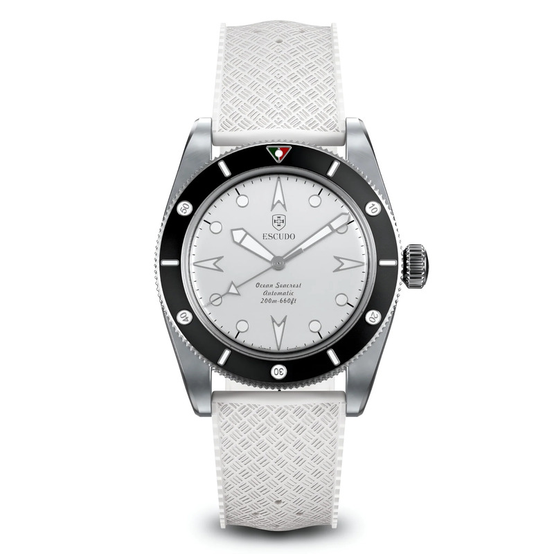 Escudo Ocean Seacrest Black Ice White Dial Watch 